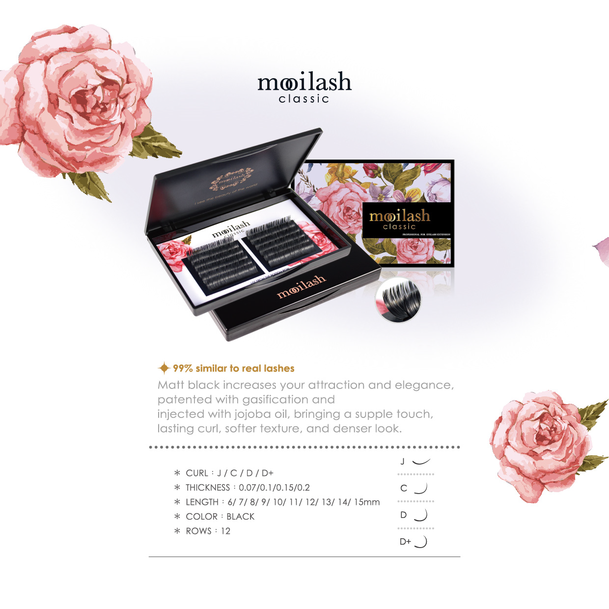 Mooilash Classic C Curl 0 07mm Rebirth of natural beauty made for rectify ete shapes extended design on root easy to apply fast to rectify eyes best savior for your beauty eyelashes. biomooi singapore